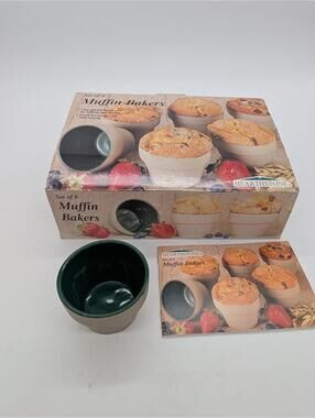 NEW Hearthstone Set of 6 Stoneware Muffin Bakers Ramekins Baking Cups